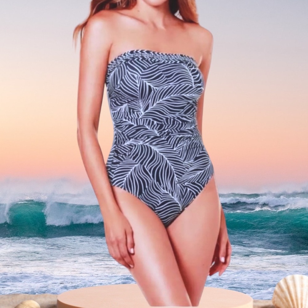 $182 Miraclesuit Lanai Swimsuit 14 Blue Optional Straps Underwire One Piece NWT